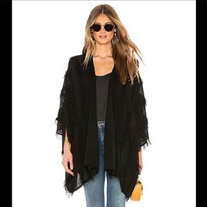 NWT Chaser Open Front Kimono in Black with Tassels
